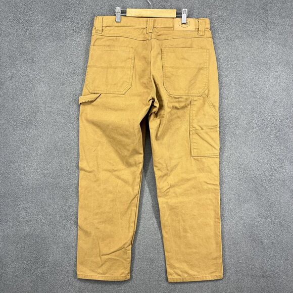 Berkley Jensen Carpenter Pants Mens 34x30 Brown Duck Canvas Workwear Hammer Loop - Picture 15 of 16
